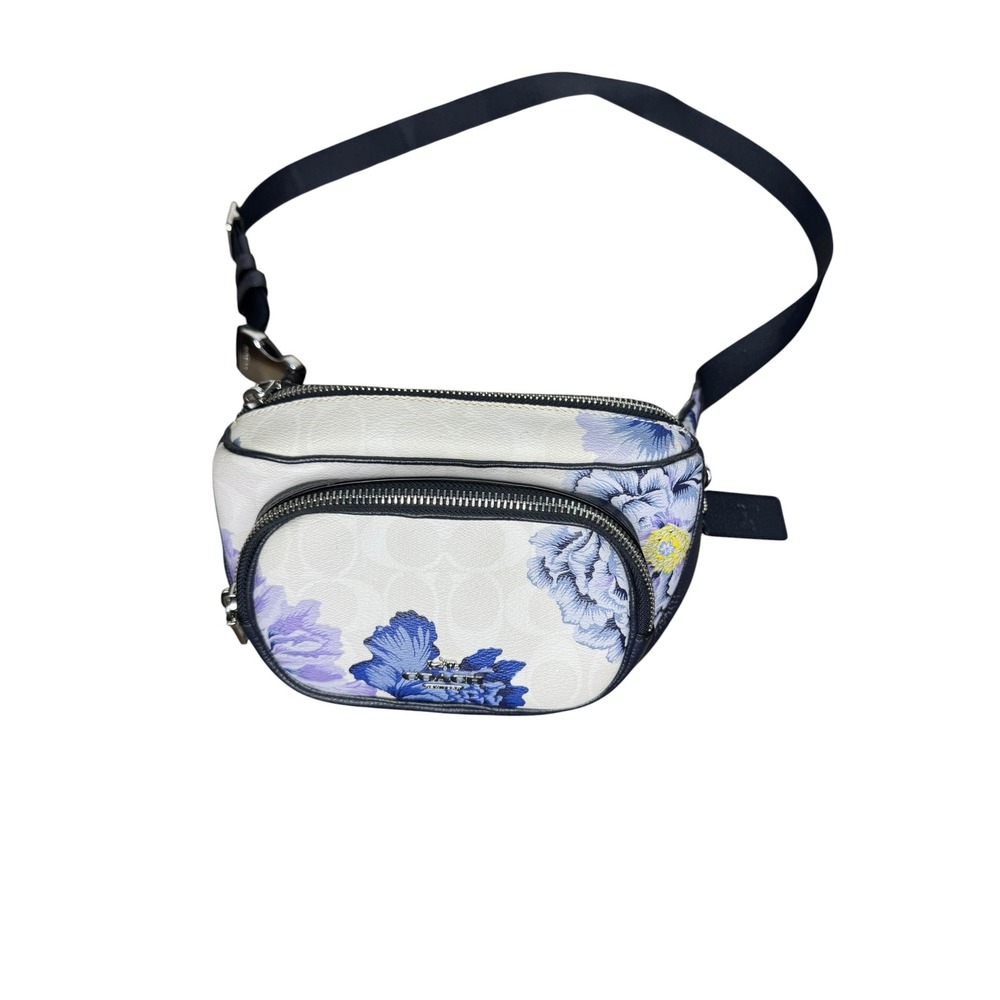 Coach Belt Bag Signature Canvas Kaffe Fassett Print Floral Navy Waist Pack